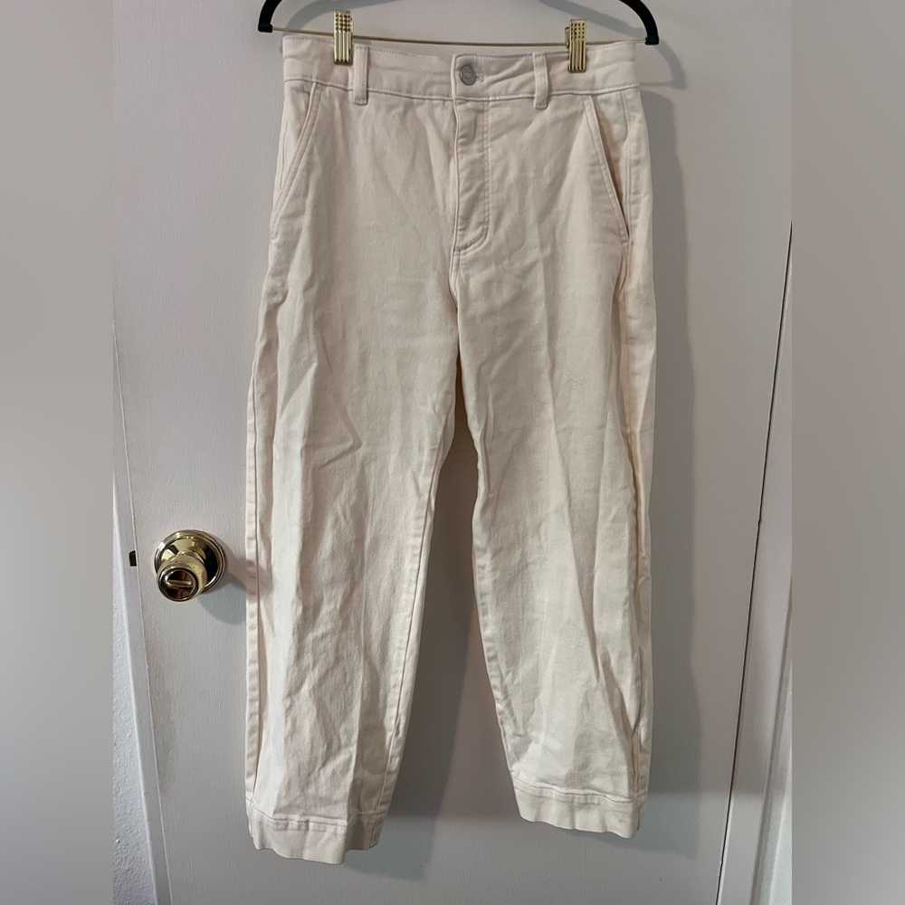 Everlane Women’s Organic Cotton Straight Leg Pant in Bone Denim Trouser 6
